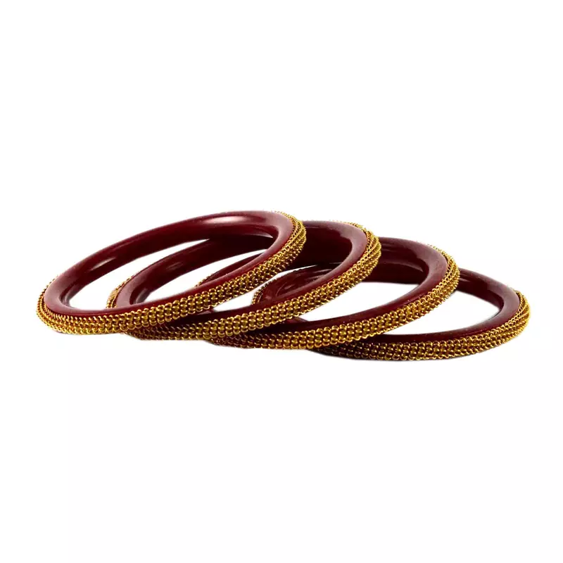 Extra Large Size Brass And Acrylic Bangle Color Maroon