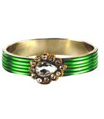 Extra Large Size Brass And Metal Bangle Color Green