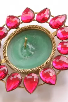 Pink Floral wax Diwali Diya