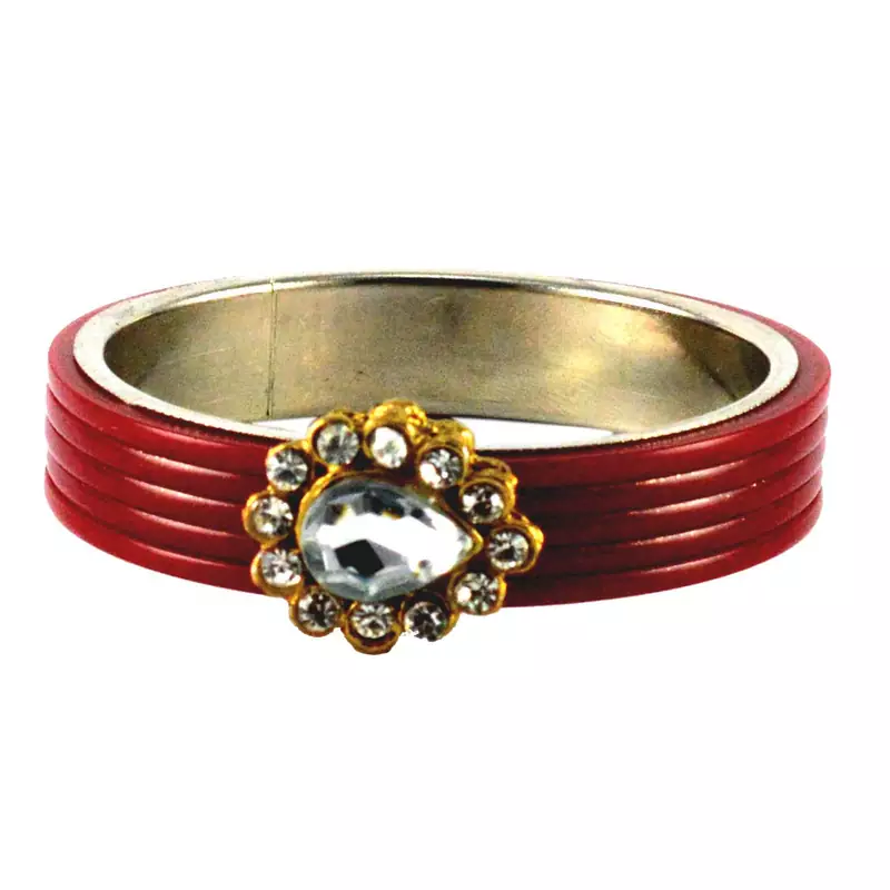 Extra Large Size Brass And Metal Bangle Color Red