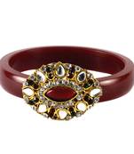 Extra Large Size Brass And Acrylic Bangle Color Maroon