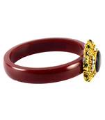 Extra Large Size Brass And Acrylic Bangle Color Maroon