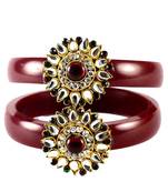 Extra Large Size Brass And Acrylic Bangle Color Maroon