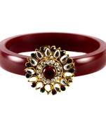 Extra Large Size Brass And Acrylic Bangle Color Maroon