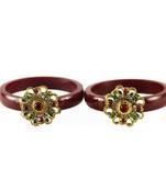 Extra Large Size Brass And Acrylic Bangle Color Maroon