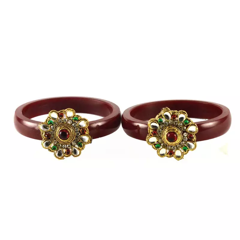 Extra Large Size Brass And Acrylic Bangle Color Maroon