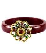 Extra Large Size Brass And Acrylic Bangle Color Maroon