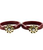 Extra Large Size Brass And Acrylic Bangle Color Maroon
