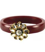 Extra Large Size Brass And Acrylic Bangle Color Maroon