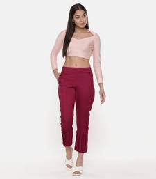 Silk Slub Wine Tappered Pants