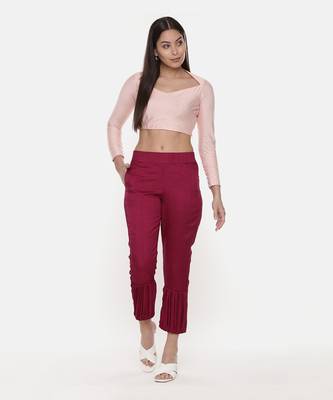 Silk Slub Wine Tappered Pants 2