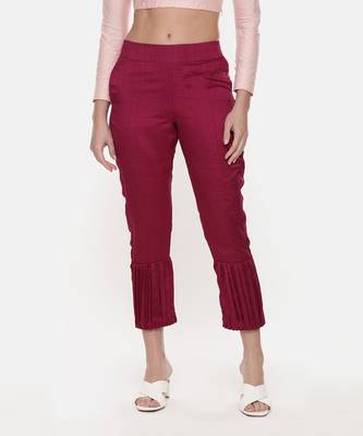 Silk Slub Wine Tappered Pants 1