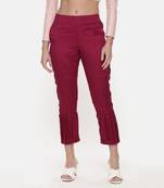 Silk Slub Wine Tappered Pants