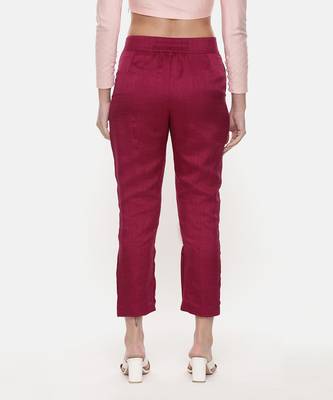 Silk Slub Wine Tappered Pants 4