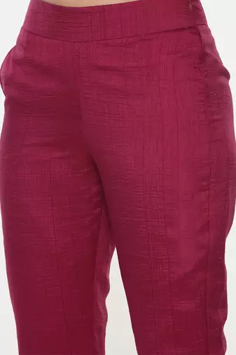 Silk Slub Wine Tappered Pants