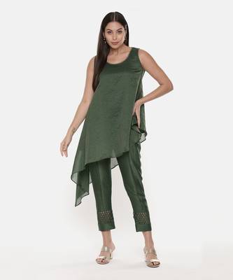 Chanderi Kota Green Tappered Pant 2