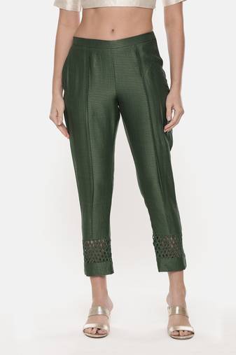 Chanderi Kota Green Tappered Pant