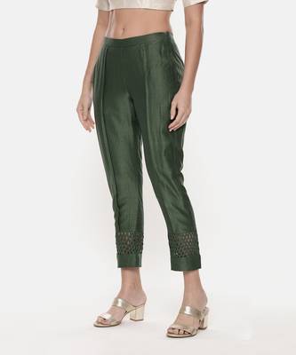 Chanderi Kota Green Tappered Pant 3