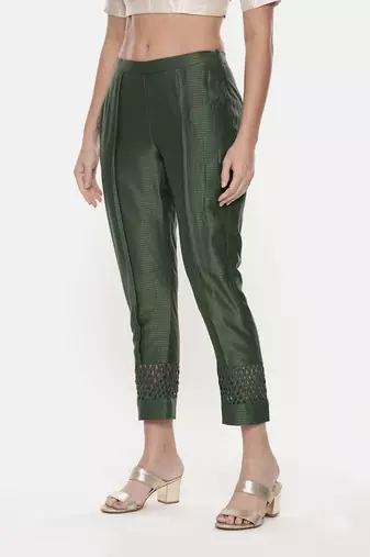 Chanderi Kota Green Tappered Pant