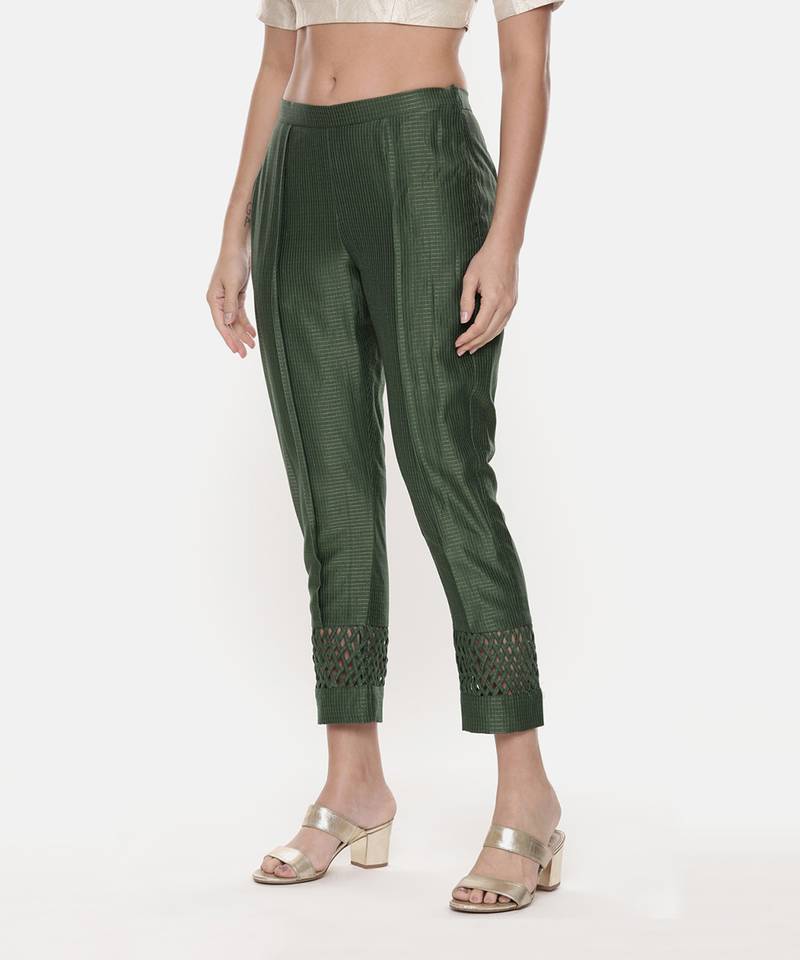 Chanderi Kota Green Tappered Pant