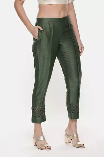 Chanderi Kota Green Tappered Pant