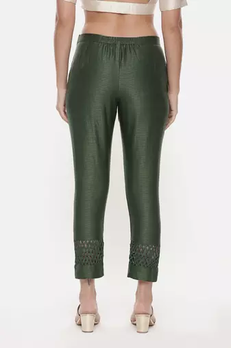 Chanderi Kota Green Tappered Pant