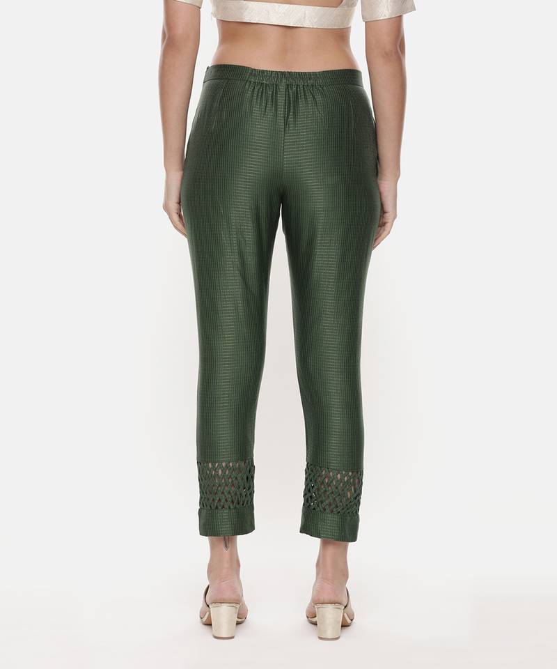 Chanderi Kota Green Tappered Pant