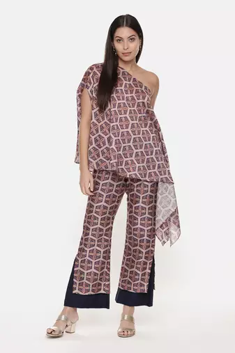 Silk Chanderi Printed Pants