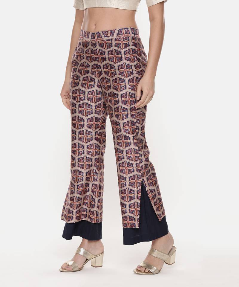 Silk Chanderi Printed Pants