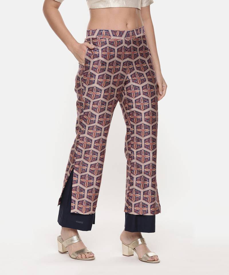 Silk Chanderi Printed Pants