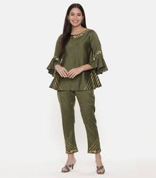 Green Tappered Silk Pants