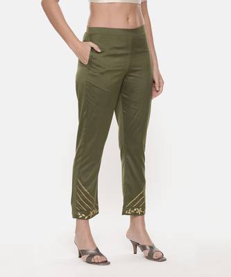 Green Tappered Silk Pants 4