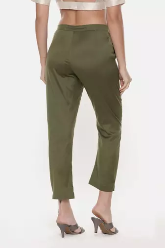 Green Tappered Silk Pants