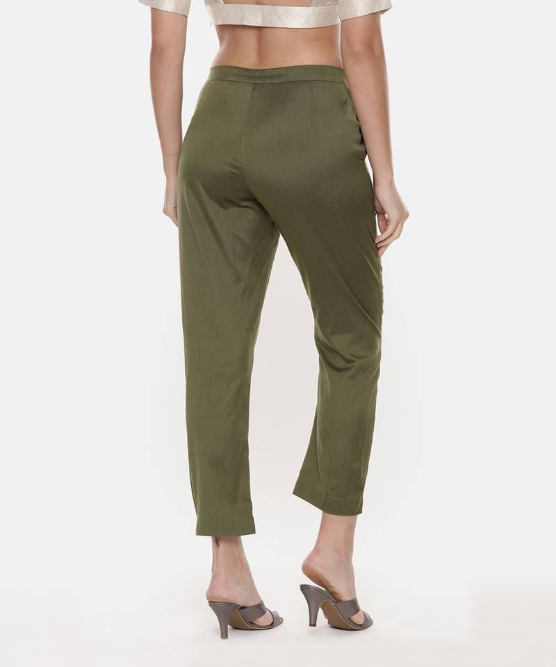 Green Tappered Silk Pants
