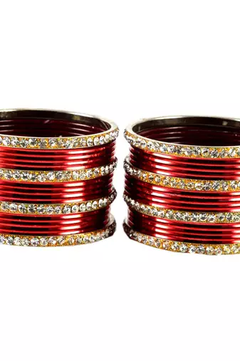 Extra Large Size Brass And Metal Bangle Color Red