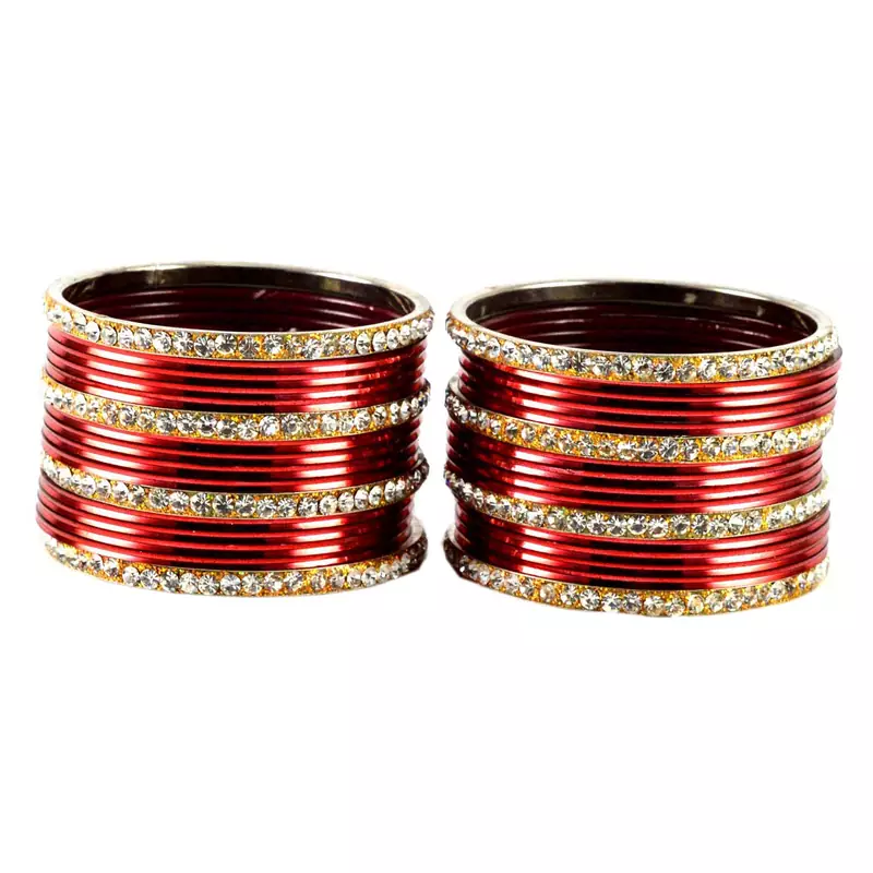 Extra Large Size Brass And Metal Bangle Color Red