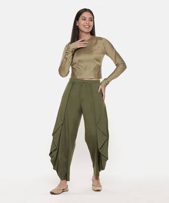 Mehendi Green Silk Dhoti Pants 1