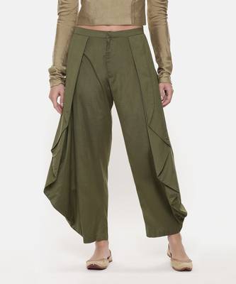 Mehendi Green Silk Dhoti Pants 2