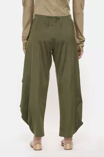 Mehendi Green Silk Dhoti Pants