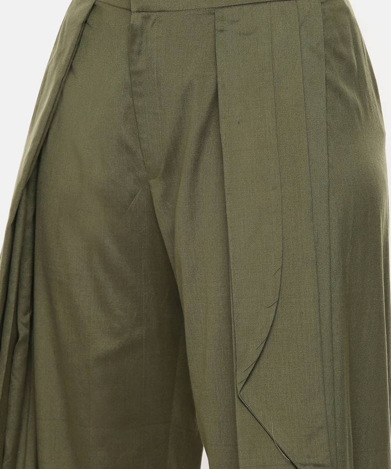 Mehendi Green Silk Dhoti Pants