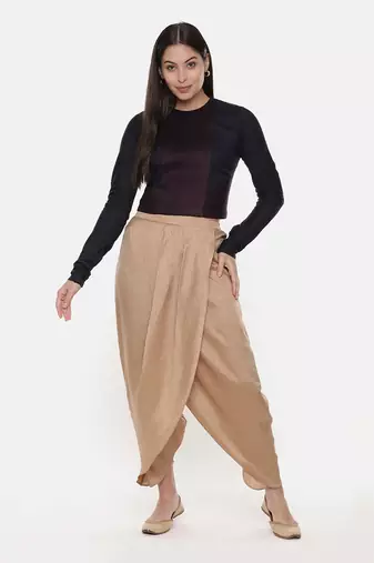Rust Gold Silk Dhoti Pant