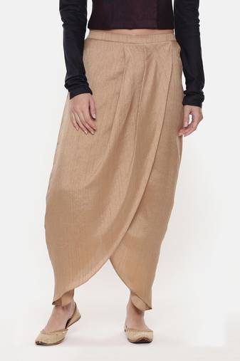 Rust Gold Silk Dhoti Pant
