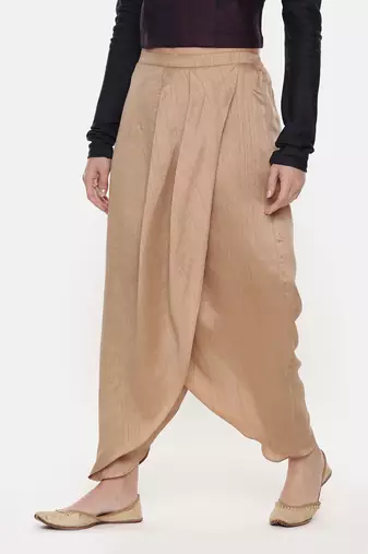 Rust Gold Silk Dhoti Pant