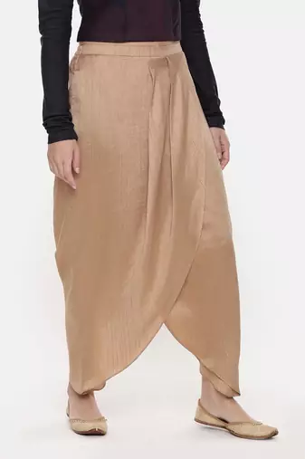 Rust Gold Silk Dhoti Pant