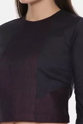 Silk Pintuck Blue Long Blouse