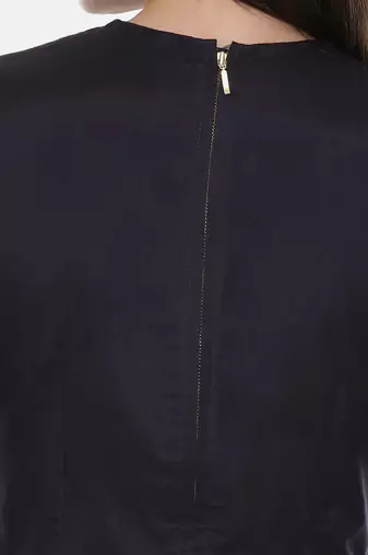 Silk Pintuck Blue Long Blouse