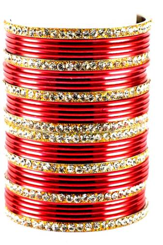 Extra Large Size Brass And Metal Bangle Color Red