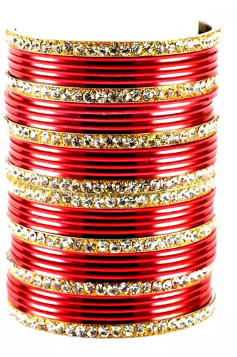 Extra Large Size Brass And Metal Bangle Color Red
