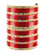 Extra Large Size Brass And Metal Bangle Color Red