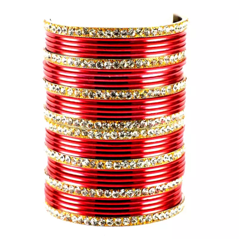 Extra Large Size Brass And Metal Bangle Color Red